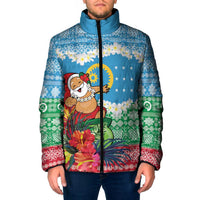 Personalised Sanma Joyeux Noel Padded Jacket Proud To Be a Ni-Van Sand Drawing Art LT9 Men Blue - Polynesian Pride