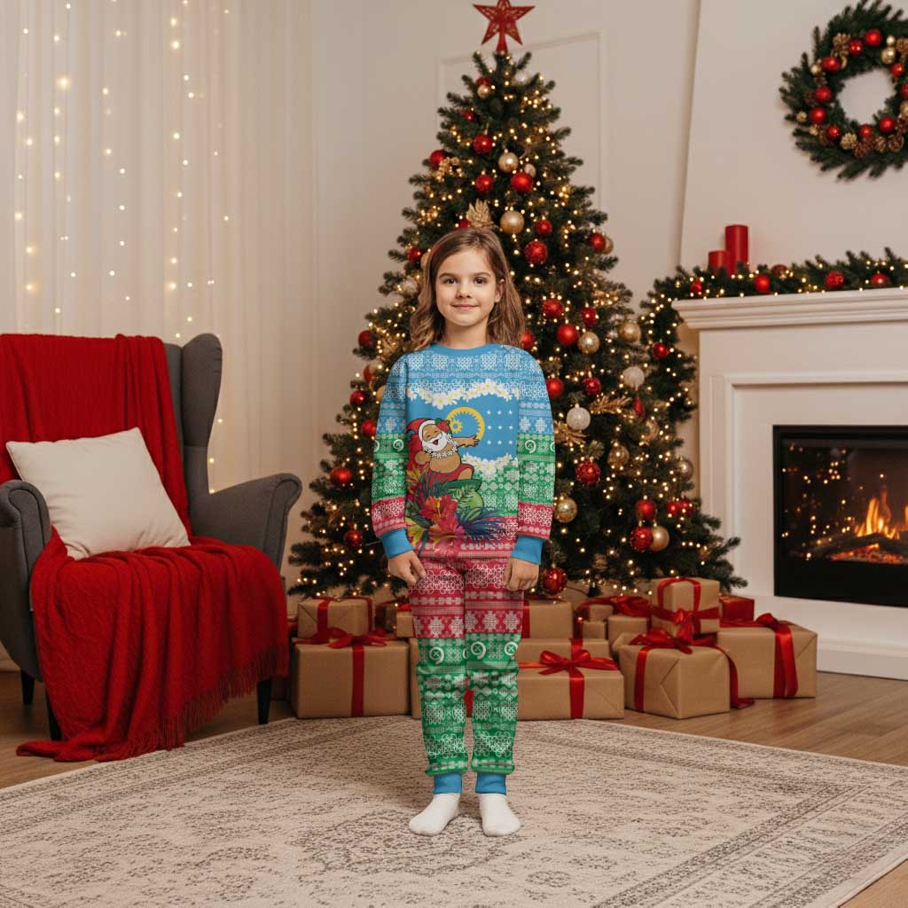 Personalised Sanma Joyeux Noel Christmas Pajama Set Proud To Be a Ni-Van Sand Drawing Art - Polynesian Pride