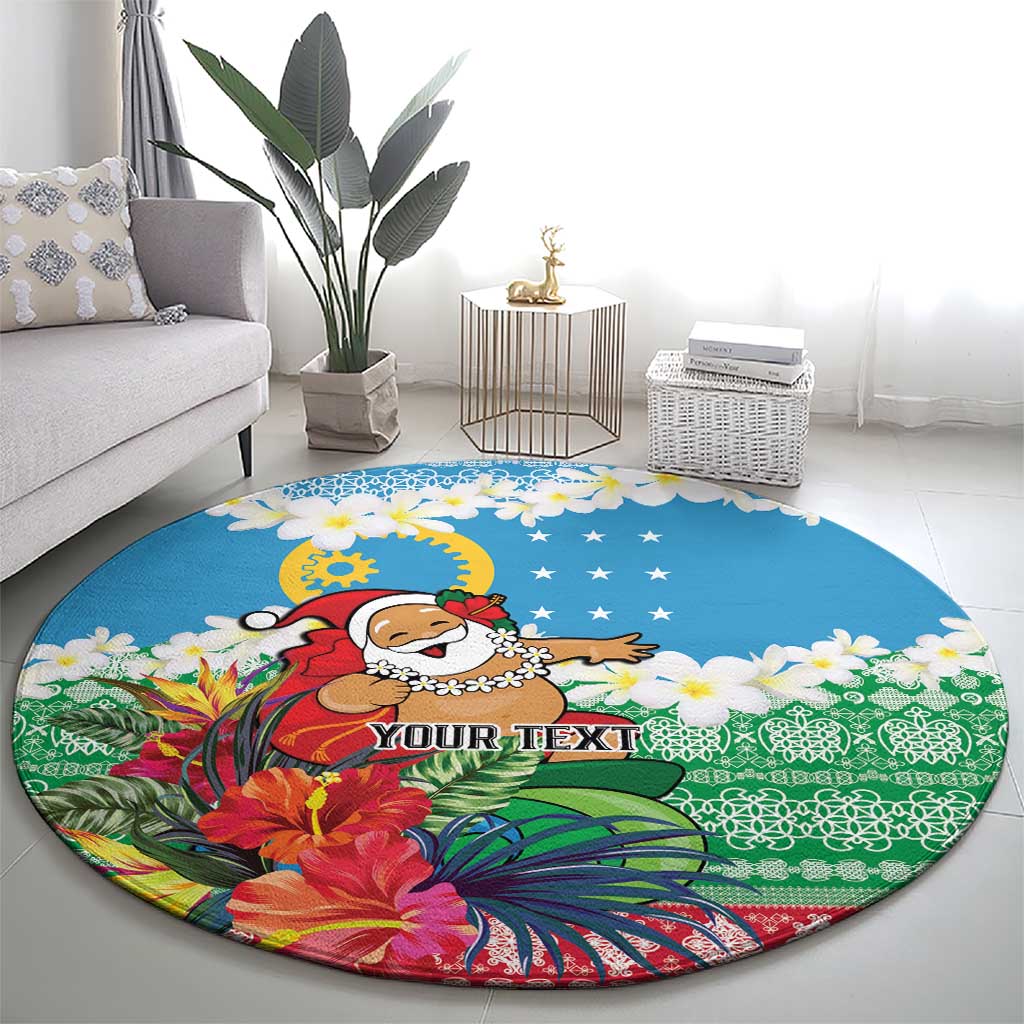 Personalised Sanma Joyeux Noel Round Carpet Proud To Be a Ni-Van Sand Drawing Art - Polynesian Pride