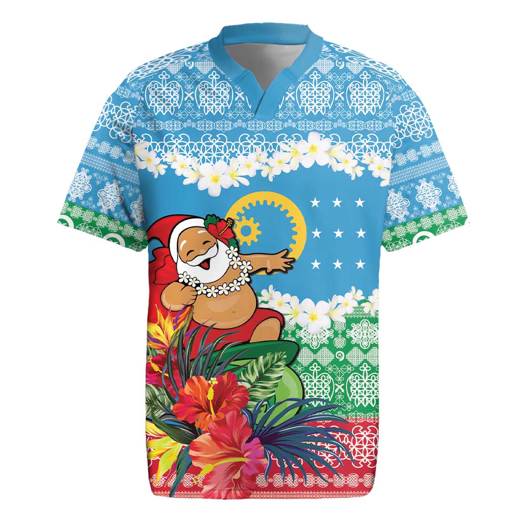 Personalised Sanma Joyeux Noel Rugby Jersey Proud To Be a Ni-Van Sand Drawing Art LT9 Blue - Polynesian Pride