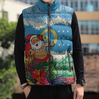 Personalised Sanma Joyeux Noel Sleeveless Puffer Jacket Proud To Be a Ni-Van Sand Drawing Art LT9 - Polynesian Pride