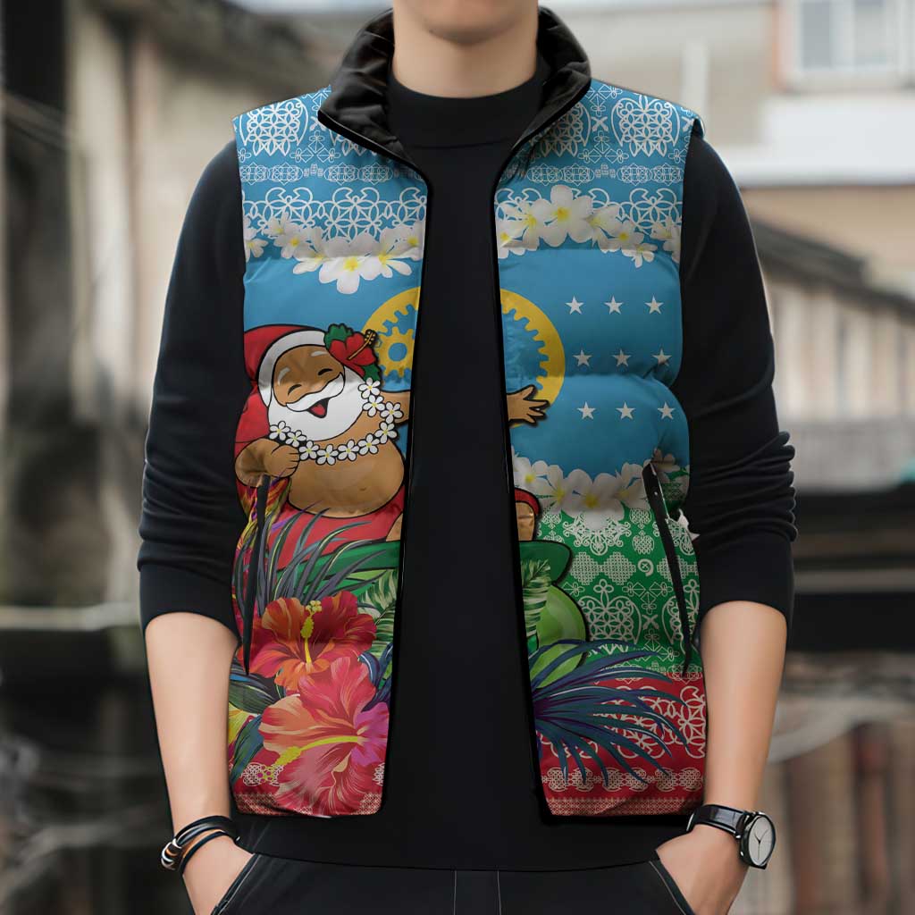 Personalised Sanma Joyeux Noel Sleeveless Puffer Jacket Proud To Be a Ni-Van Sand Drawing Art LT9 - Polynesian Pride