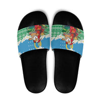 Personalised Sanma Joyeux Noel Slide Sandals Proud To Be a Ni-Van Sand Drawing Art - Polynesian Pride