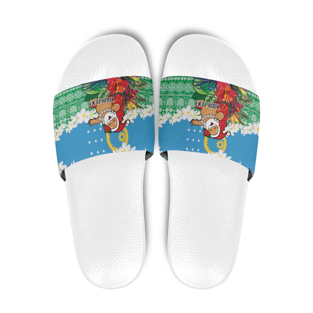 Personalised Sanma Joyeux Noel Slide Sandals Proud To Be a Ni-Van Sand Drawing Art - Polynesian Pride