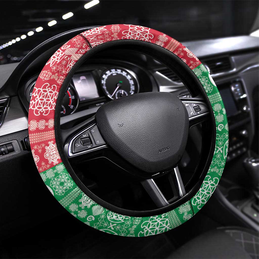 Sanma Joyeux Noel Steering Wheel Cover Proud To Be a Ni-Van Sand Drawing Art LT9 Universal Fit Blue - Polynesian Pride