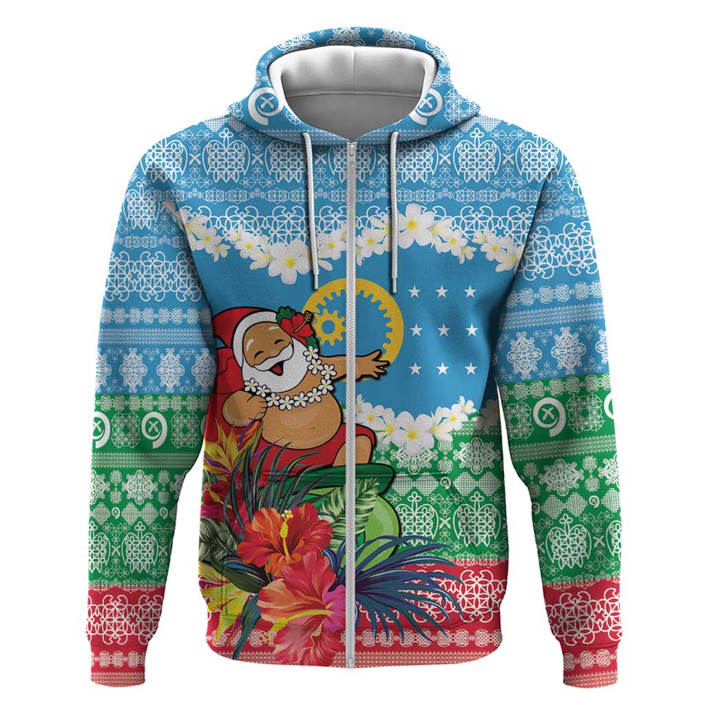 Personalised Sanma Joyeux Noel Zip Hoodie Proud To Be a Ni-Van Sand Drawing Art - Polynesian Pride