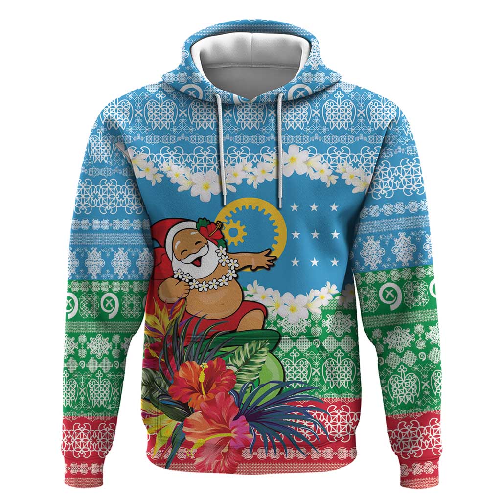 Personalised Sanma Joyeux Noel Zip Hoodie Proud To Be a Ni-Van Sand Drawing Art - Polynesian Pride