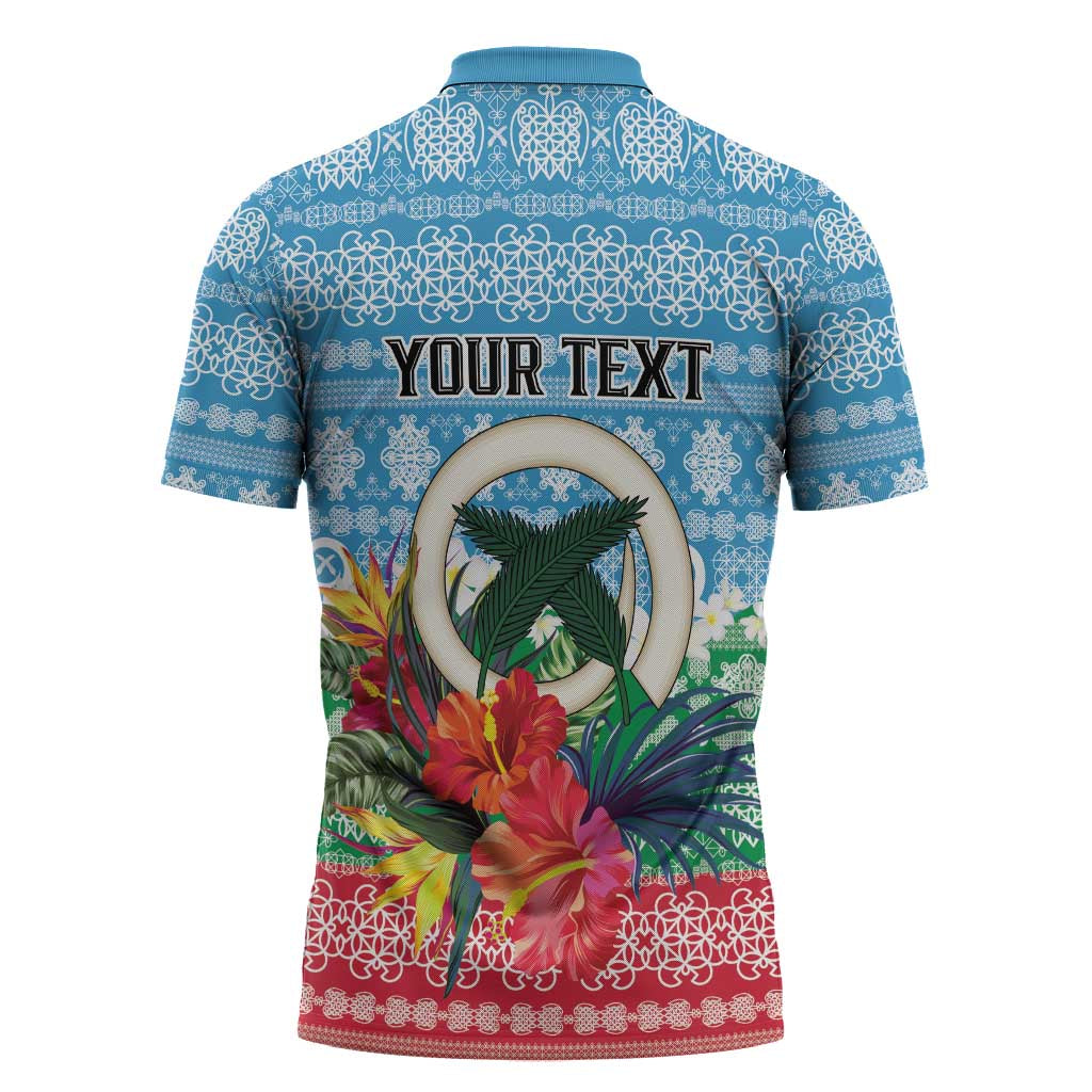 Personalised Sanma Joyeux Noel Zipper Polo Shirt Proud To Be a Ni-Van Sand Drawing Art LT9 - Polynesian Pride