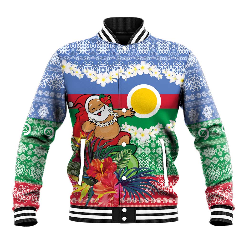 Personalised Shefa Joyeux Noel Baseball Jacket Proud To Be a Ni-Van Sand Drawing Art LT9 Unisex Blue - Polynesian Pride