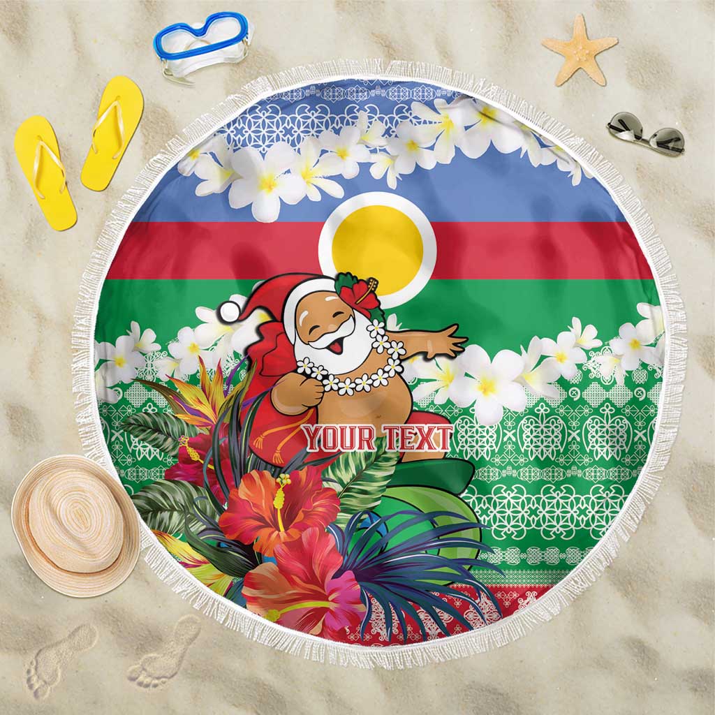 Personalised Shefa Joyeux Noel Beach Blanket Proud To Be a Ni-Van Sand Drawing Art LT9 One Size 150cm Blue - Polynesian Pride