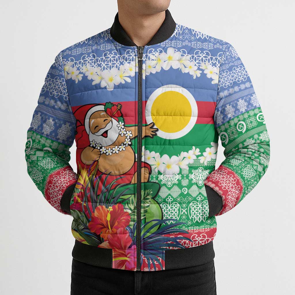Personalised Shefa Joyeux Noel Bomber Puffer Jacket Proud To Be a Ni-Van Sand Drawing Art LT9 - Polynesian Pride