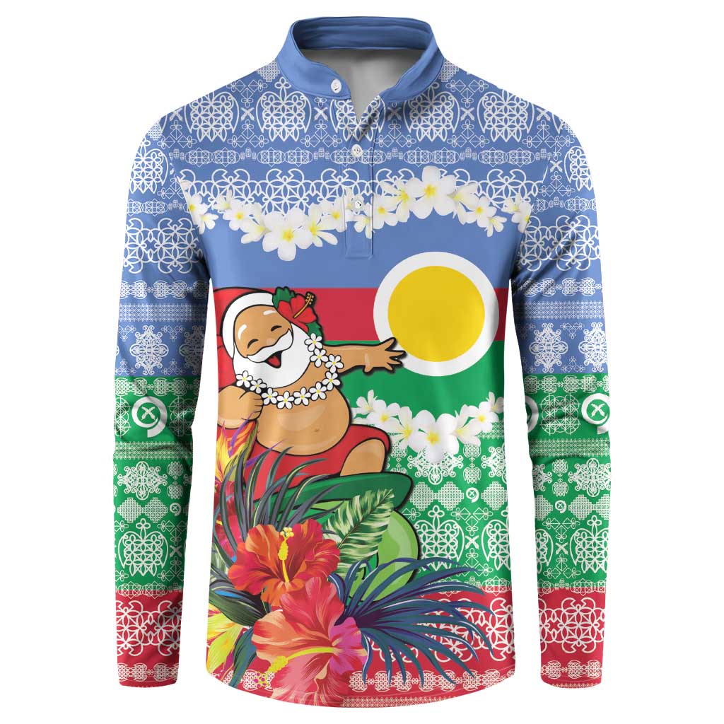 Personalised Shefa Joyeux Noel Button Sweatshirt Proud To Be a Ni-Van Sand Drawing Art LT9 Blue - Polynesian Pride