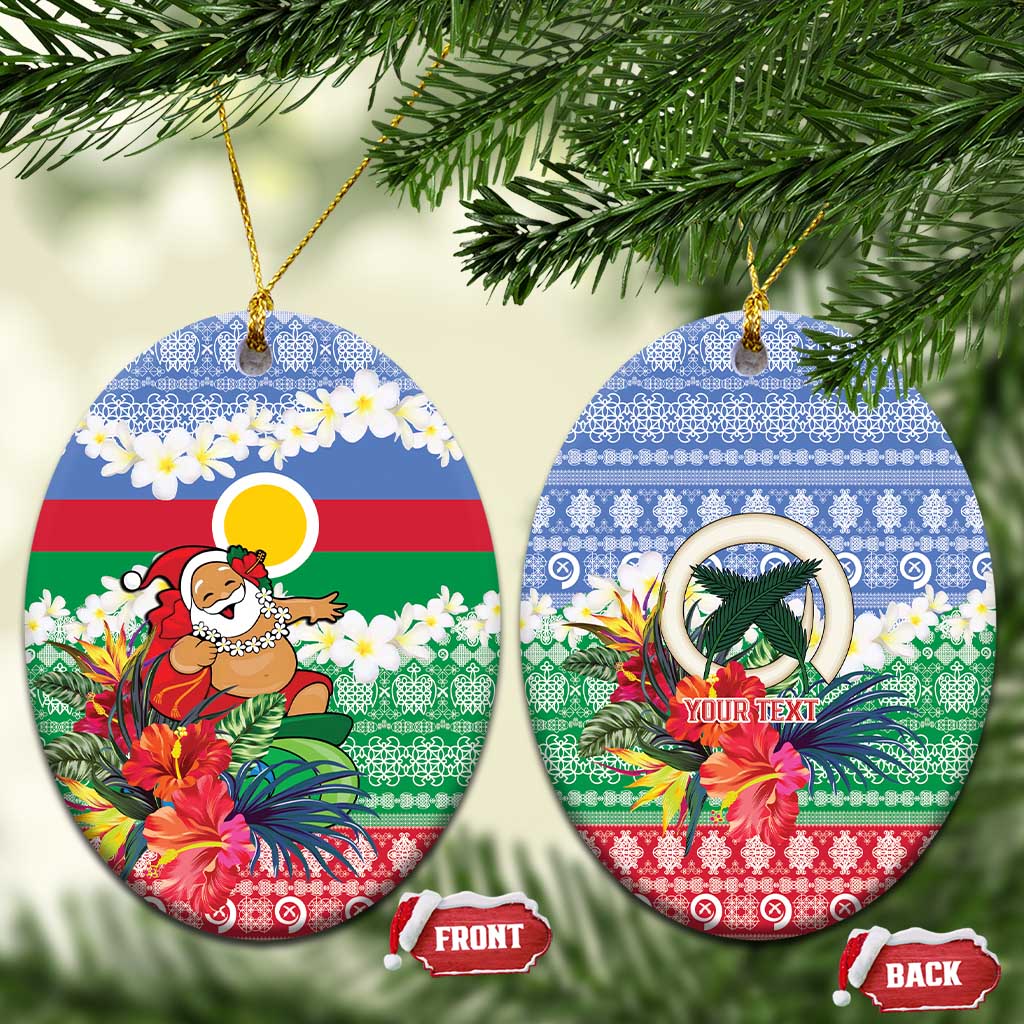 Personalised Shefa Joyeux Noel Ceramic Ornament Proud To Be a Ni-Van Sand Drawing Art LT9 Oval Blue - Polynesian Pride