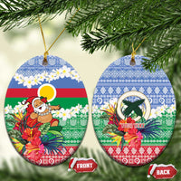 Personalised Shefa Joyeux Noel Ceramic Ornament Proud To Be a Ni-Van Sand Drawing Art LT9 Oval Blue - Polynesian Pride