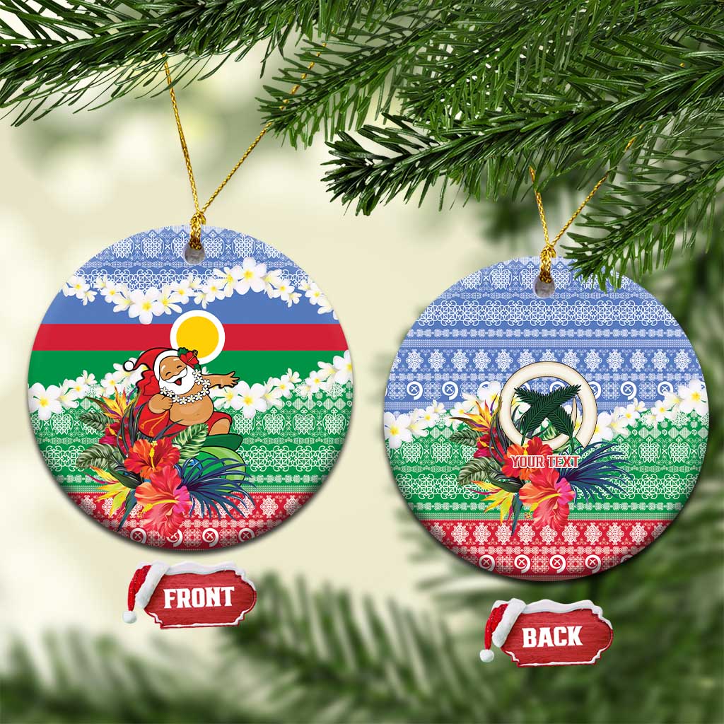 Personalised Shefa Joyeux Noel Ceramic Ornament Proud To Be a Ni-Van Sand Drawing Art LT9 Circle Blue - Polynesian Pride