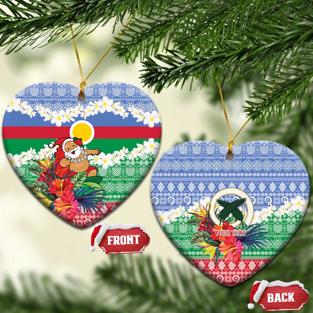 Personalised Shefa Joyeux Noel Ceramic Ornament Proud To Be a Ni-Van Sand Drawing Art LT9 Heart Blue - Polynesian Pride