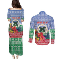 Personalised Shefa Joyeux Noel Couples Matching Puletasi and Long Sleeve Button Shirt Proud To Be a Ni-Van Sand Drawing Art LT9 - Polynesian Pride
