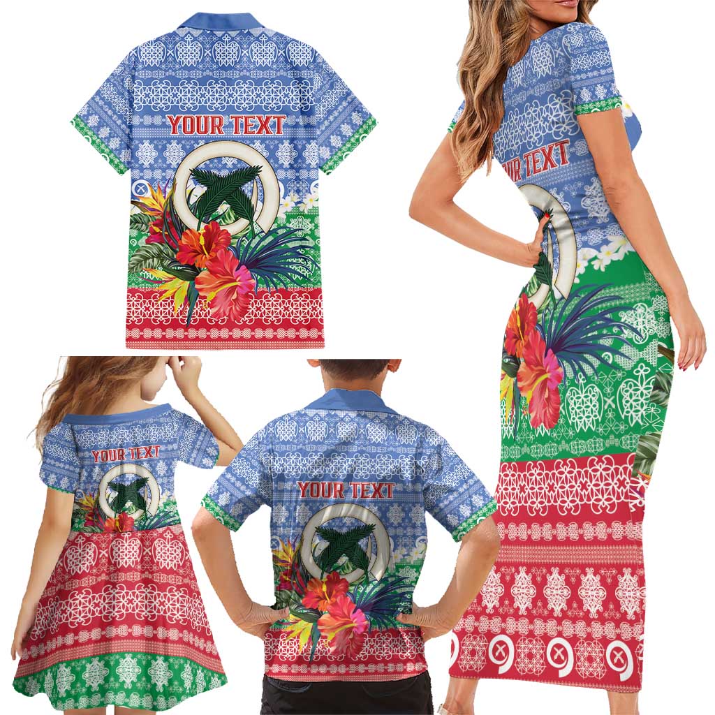 Personalised Shefa Joyeux Noel Family Matching Short Sleeve Bodycon Dress and Hawaiian Shirt Proud To Be a Ni-Van Sand Drawing Art - Polynesian Pride