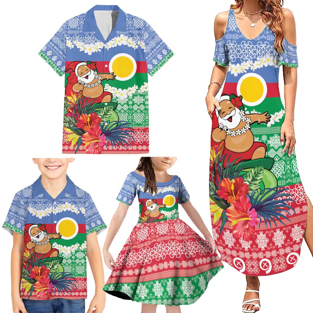 Personalised Shefa Joyeux Noel Family Matching Summer Maxi Dress and Hawaiian Shirt Proud To Be a Ni-Van Sand Drawing Art - Polynesian Pride