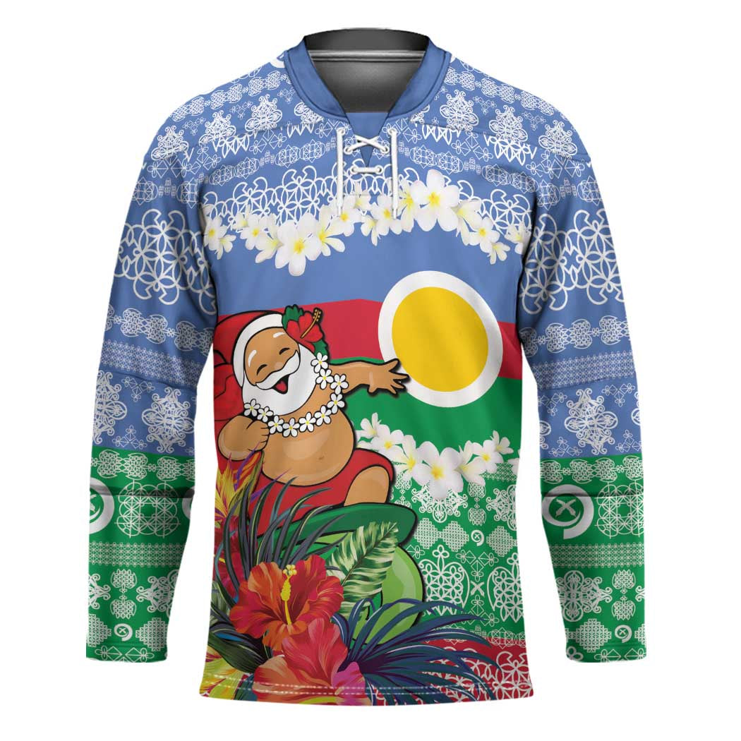 Personalised Shefa Joyeux Noel Hockey Jersey Proud To Be a Ni-Van Sand Drawing Art LT9 Unisex Blue - Polynesian Pride