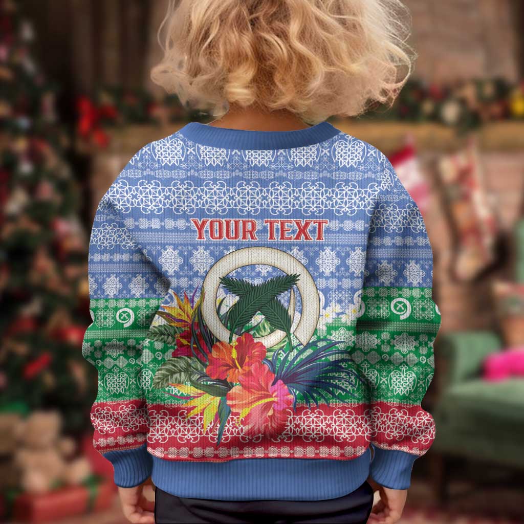 Personalised Shefa Joyeux Noel Kid Ugly Christmas Sweater Proud To Be a Ni-Van Sand Drawing Art - Polynesian Pride