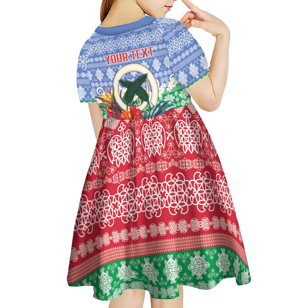Personalised Shefa Joyeux Noel Kid Short Sleeve Dress Proud To Be a Ni-Van Sand Drawing Art - Polynesian Pride