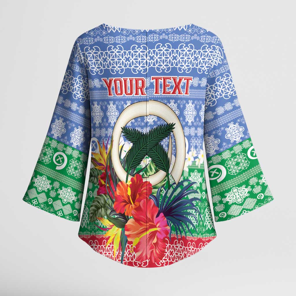 Personalised Shefa Joyeux Noel Kimono Sleeve Blouse Proud To Be a Ni-Van Sand Drawing Art LT9 - Polynesian Pride