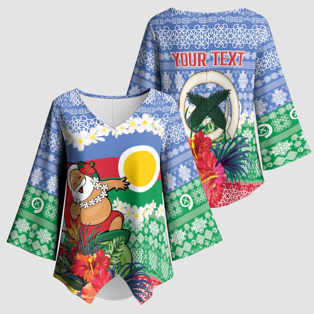 Personalised Shefa Joyeux Noel Kimono Sleeve Blouse Proud To Be a Ni-Van Sand Drawing Art LT9 - Polynesian Pride