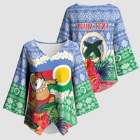Personalised Shefa Joyeux Noel Kimono Sleeve Blouse Proud To Be a Ni-Van Sand Drawing Art LT9 - Polynesian Pride