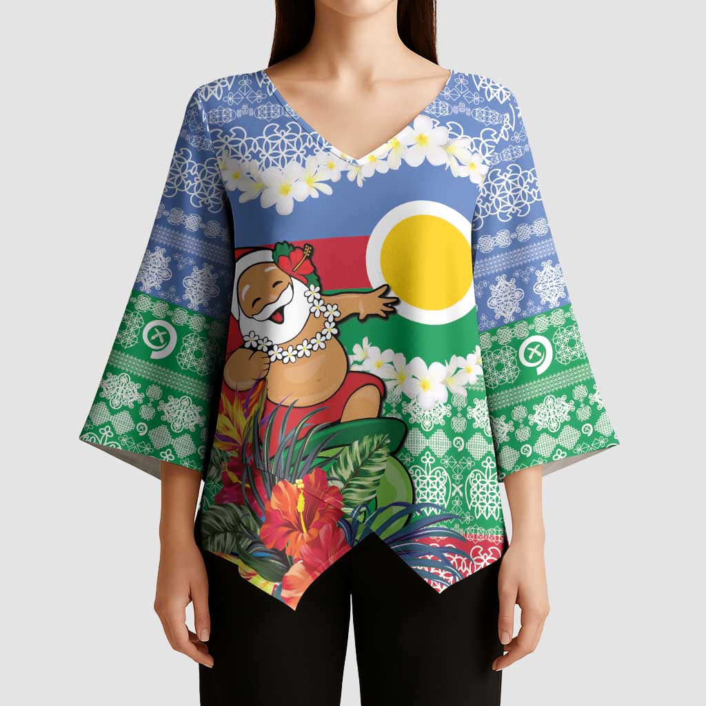 Personalised Shefa Joyeux Noel Kimono Sleeve Blouse Proud To Be a Ni-Van Sand Drawing Art LT9 - Polynesian Pride