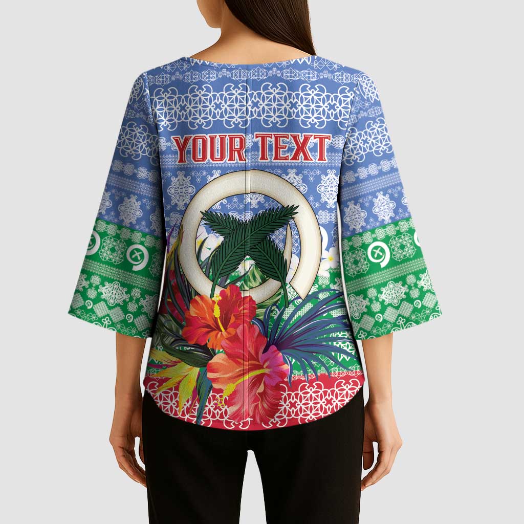 Personalised Shefa Joyeux Noel Kimono Sleeve Blouse Proud To Be a Ni-Van Sand Drawing Art LT9 - Polynesian Pride