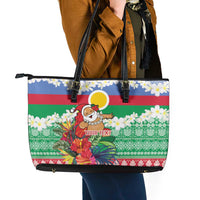 Personalised Shefa Joyeux Noel Leather Tote Bag Proud To Be a Ni-Van Sand Drawing Art - Polynesian Pride