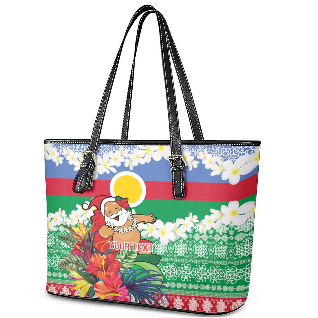 Personalised Shefa Joyeux Noel Leather Tote Bag Proud To Be a Ni-Van Sand Drawing Art - Polynesian Pride