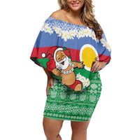 Personalised Shefa Joyeux Noel Off Shoulder Short Dress Proud To Be a Ni-Van Sand Drawing Art - Polynesian Pride