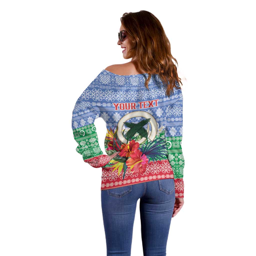 Personalised Shefa Joyeux Noel Off Shoulder Sweater Proud To Be a Ni-Van Sand Drawing Art - Polynesian Pride