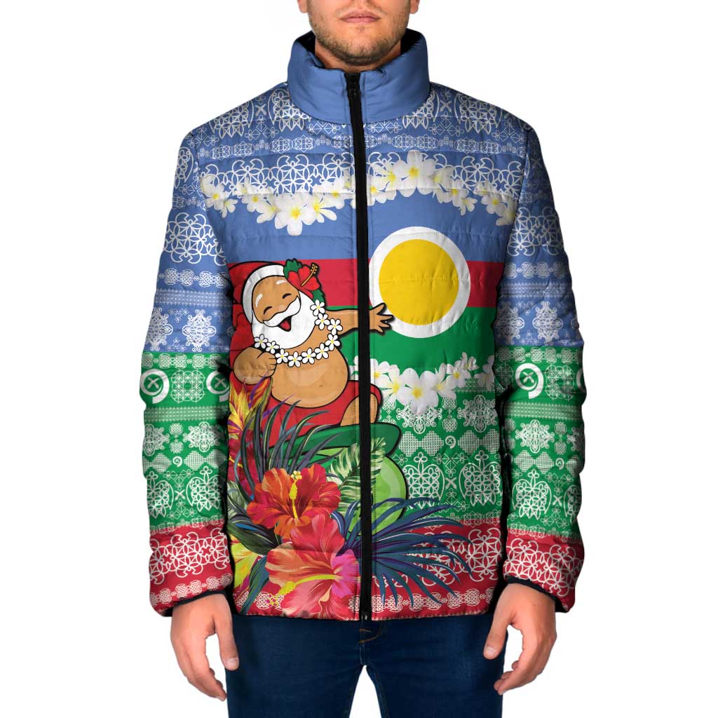Personalised Shefa Joyeux Noel Padded Jacket Proud To Be a Ni-Van Sand Drawing Art LT9 Men Blue - Polynesian Pride