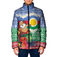 Personalised Shefa Joyeux Noel Padded Jacket Proud To Be a Ni-Van Sand Drawing Art LT9 Men Blue - Polynesian Pride