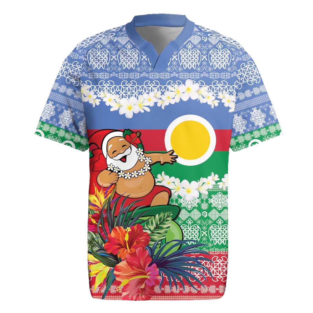 Personalised Shefa Joyeux Noel Rugby Jersey Proud To Be a Ni-Van Sand Drawing Art LT9 Blue - Polynesian Pride