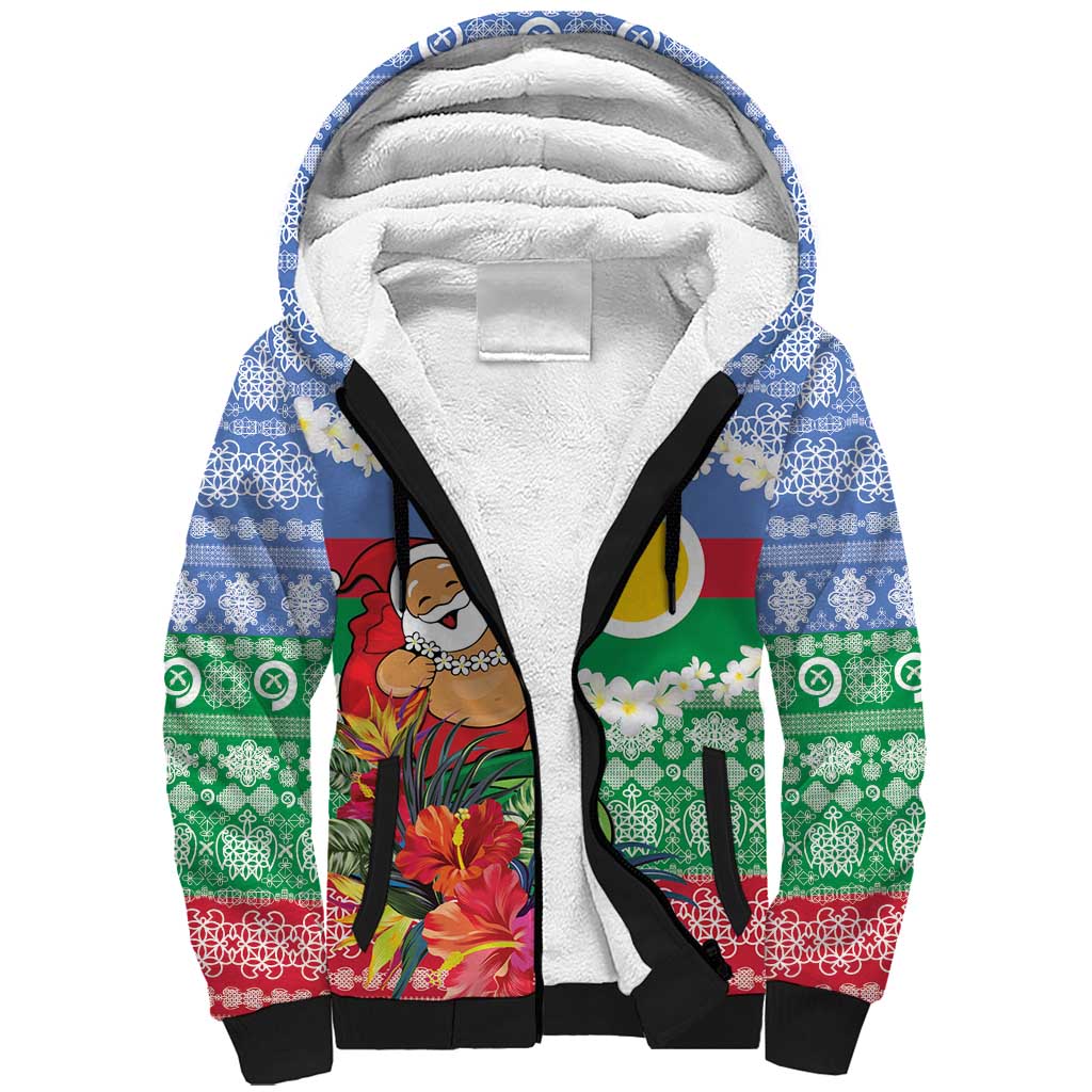 Personalised Shefa Joyeux Noel Sherpa Hoodie Proud To Be a Ni-Van Sand Drawing Art LT9 Unisex Blue - Polynesian Pride
