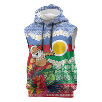 Personalised Shefa Joyeux Noel Sleeveless Hoodie Proud To Be a Ni-Van Sand Drawing Art LT9 Blue - Polynesian Pride