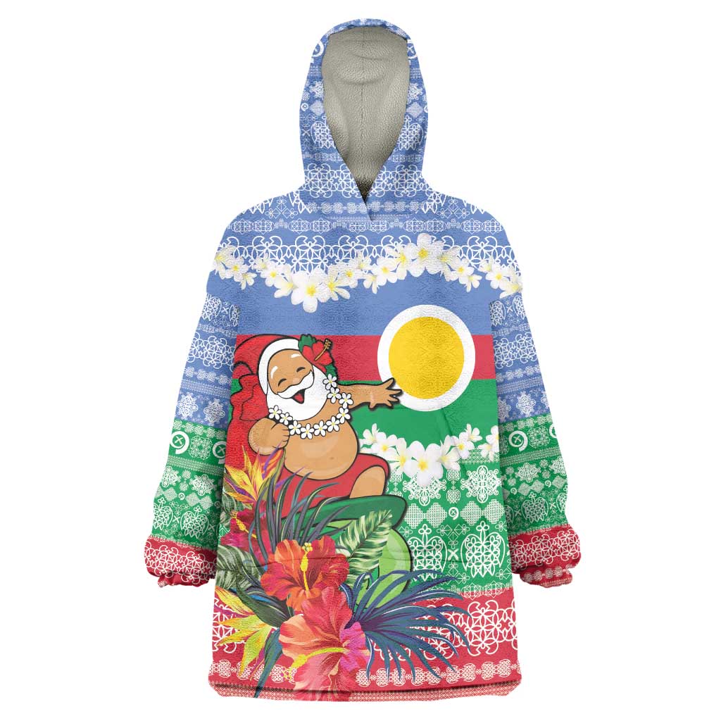Personalised Shefa Joyeux Noel Wearable Blanket Hoodie Proud To Be a Ni-Van Sand Drawing Art LT9 One Size Blue - Polynesian Pride