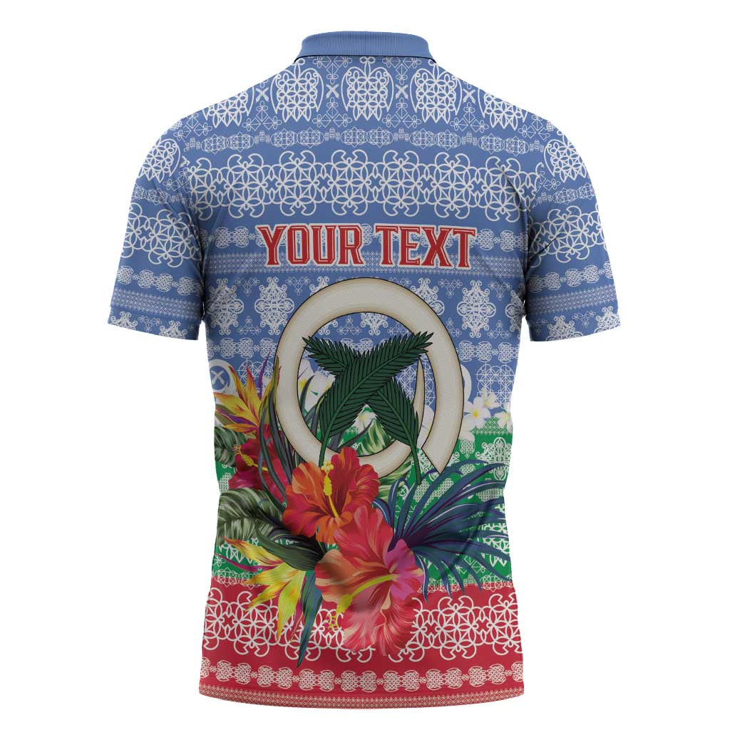 Personalised Shefa Joyeux Noel Zipper Polo Shirt Proud To Be a Ni-Van Sand Drawing Art LT9 - Polynesian Pride
