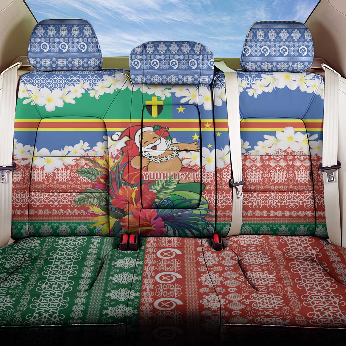 Personalised Tafea Joyeux Noel Back Car Seat Cover Proud To Be a Ni-Van Sand Drawing Art - Polynesian Pride