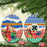 Personalised Tafea Joyeux Noel Ceramic Ornament Proud To Be a Ni-Van Sand Drawing Art LT9 Oval Blue - Polynesian Pride