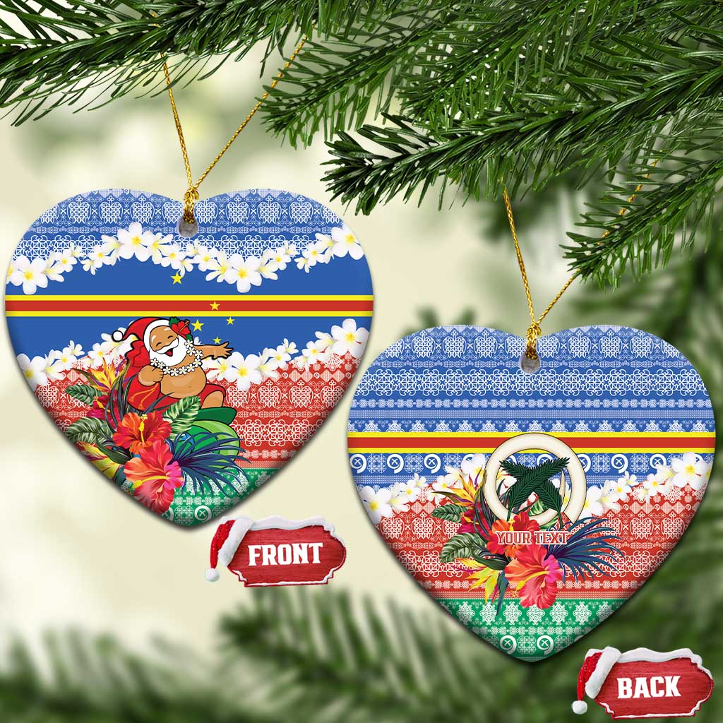 Personalised Tafea Joyeux Noel Ceramic Ornament Proud To Be a Ni-Van Sand Drawing Art LT9 Heart Blue - Polynesian Pride