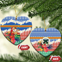 Personalised Tafea Joyeux Noel Ceramic Ornament Proud To Be a Ni-Van Sand Drawing Art LT9 Heart Blue - Polynesian Pride