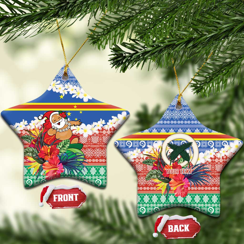 Personalised Tafea Joyeux Noel Ceramic Ornament Proud To Be a Ni-Van Sand Drawing Art LT9 Star Blue - Polynesian Pride