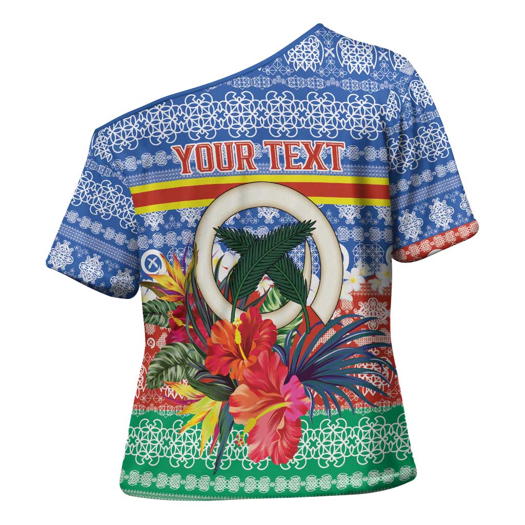 Personalised Tafea Joyeux Noel Cross Shoulder Shirt Proud To Be a Ni-Van Sand Drawing Art LT9 - Polynesian Pride