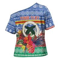 Personalised Tafea Joyeux Noel Cross Shoulder Shirt Proud To Be a Ni-Van Sand Drawing Art LT9 - Polynesian Pride