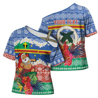 Personalised Tafea Joyeux Noel Cross Shoulder Shirt Proud To Be a Ni-Van Sand Drawing Art LT9 - Polynesian Pride
